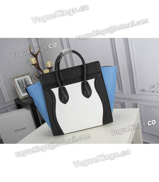Celine Mini 30cm Classic Tote Bag Blue&White&Black Leather-5