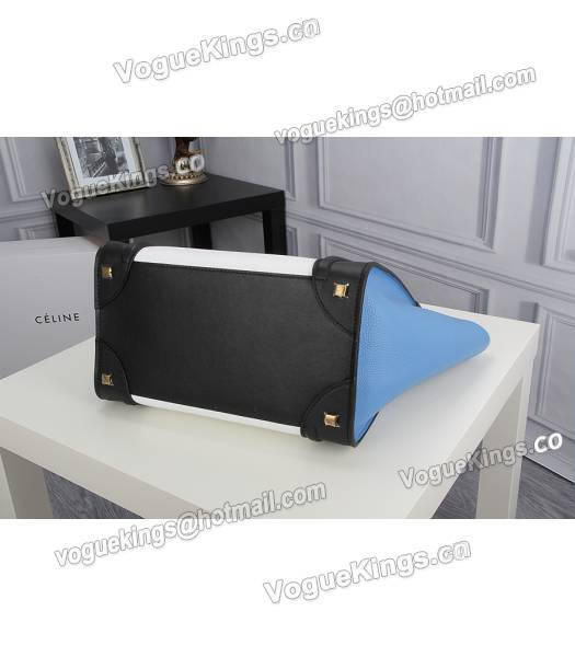 Celine Mini 30cm Classic Tote Bag Blue&White&Black Leather-6