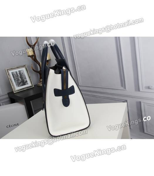 Celine Mini 30cm Classic Tote Bag Dark Blue&White&Khaki Leather-2