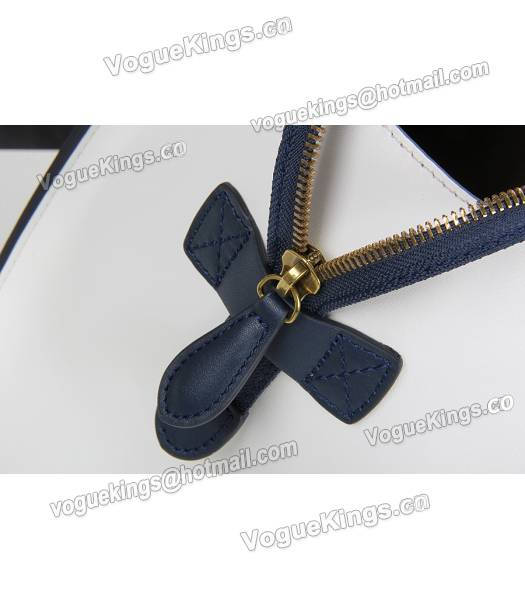 Celine Mini 30cm Classic Tote Bag Dark Blue&White&Khaki Leather-7