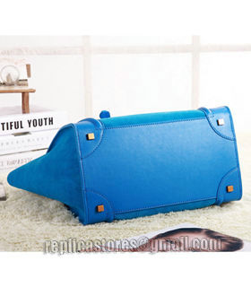 Celine Mini 30cm Color Blue Original/Suede Leather Tote Bag-4