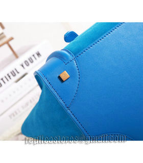 Celine Mini 30cm Color Blue Original/Suede Leather Tote Bag-5