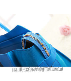 Celine Mini 30cm Color Blue Original/Suede Leather Tote Bag-7