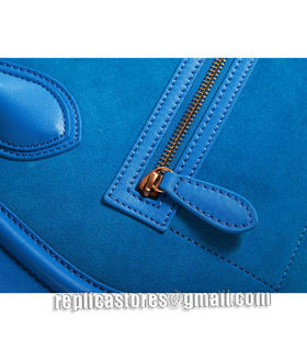 Celine Mini 30cm Color Blue Original/Suede Leather Tote Bag-8