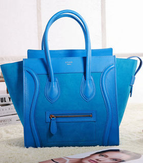 Celine Mini 30cm Color Blue Original/Suede Leather Tote Bag