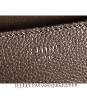 Celine Mini 30cm Dark Khaki Litchi Pattern Leather Tote Bag-5