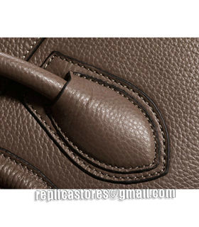Celine Mini 30cm Dark Khaki Litchi Pattern Leather Tote Bag-6