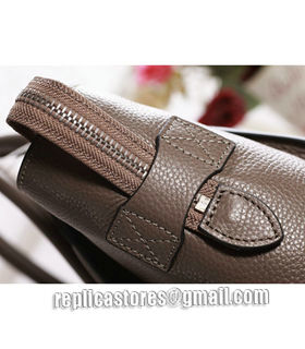 Celine Mini 30cm Dark Khaki Litchi Pattern Leather Tote Bag-8
