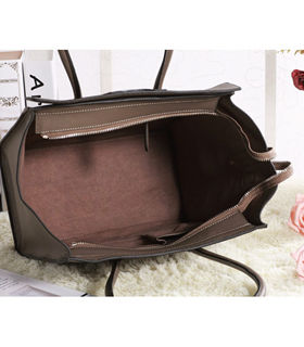 Celine Mini 30cm Dark Khaki Litchi Pattern Leather Tote Bag-9