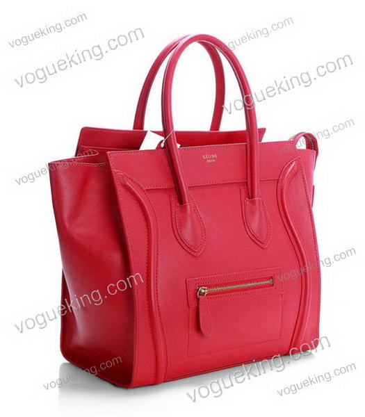 Celine Mini 30cm Dark Red Imported Leather Medium Tote Bag-1