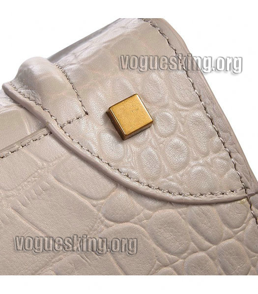 Celine Mini 30cm Light Khaki Croc Veins Leather Tote Bag-4