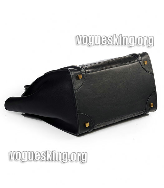 Celine Mini 30cm Medium Tote Bag Black Croc Veins With Imported Leather-3