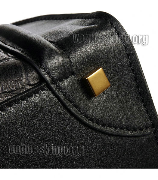 Celine Mini 30cm Medium Tote Bag Black Croc Veins With Imported Leather-6