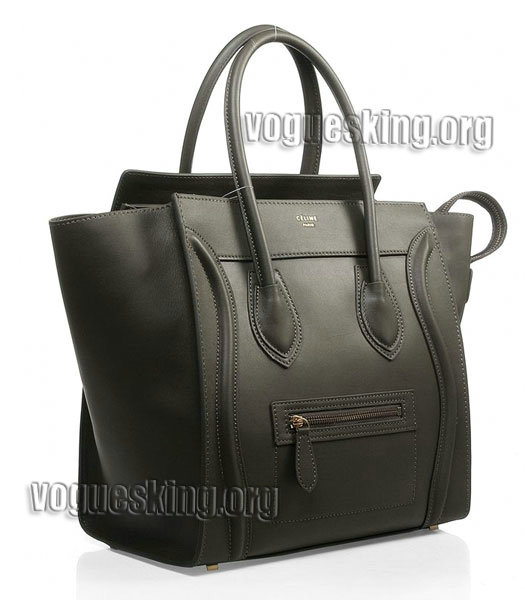 Celine Mini 30cm Medium Tote Bag Dark Green Imported Leather-1