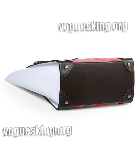 Celine Mini 30cm Medium Tote Bag Dark RedCoffeeWhite Imported Leather-3