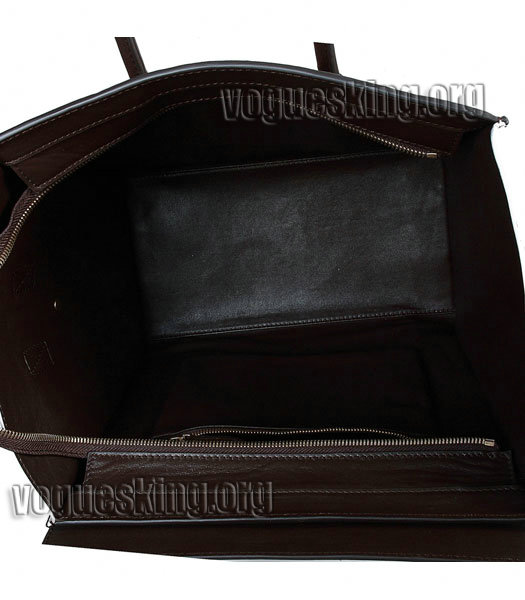 Celine Mini 30cm Medium Tote Bag Dark RedCoffeeWhite Imported Leather-6