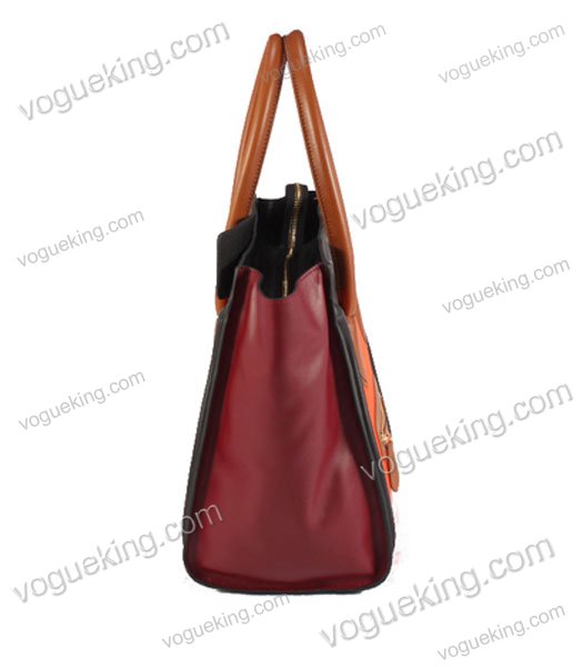 Celine Mini 30cm Medium Tote Bag Orange Fabric With Black Calfskin Coffee Handdle-2