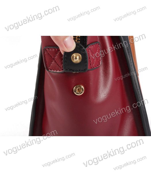 Celine Mini 30cm Medium Tote Bag Orange Fabric With Black Calfskin Coffee Handdle-6