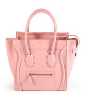 Celine Mini 30cm Medium Tote Bag Pink Calfskin With Lambskin Inside