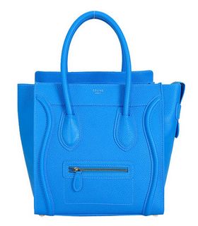 Celine Mini 30cm Medium Tote Bag Sky Blue Litchi Pattern Calfskin