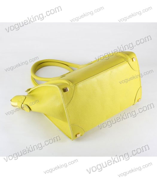 Celine Mini 30cm Medium Tote Bag Yellow Calfskin With Lambskin Inside-4