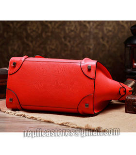 Celine Mini 30cm Orange Red Litchi Pattern Leather Tote Bag-3