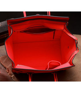 Celine Mini 30cm Orange Red Litchi Pattern Leather Tote Bag-9