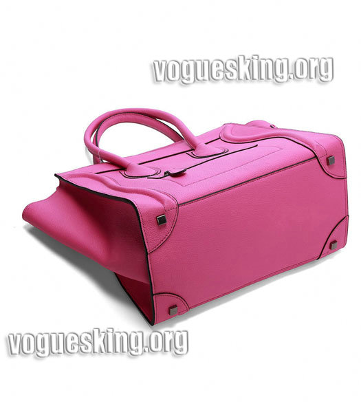Celine Mini 30cm Pink Litchi Pattern Imported Leather Medium Tote Bag-3