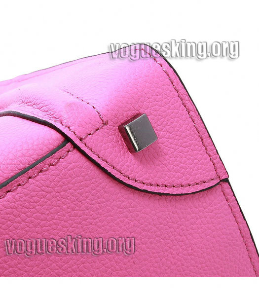 Celine Mini 30cm Pink Litchi Pattern Imported Leather Medium Tote Bag-4