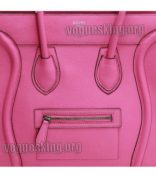 Celine Mini 30cm Pink Litchi Pattern Imported Leather Medium Tote Bag-5
