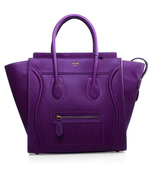 Celine Mini 30cm Purple Imported Leather Medium Tote Bag