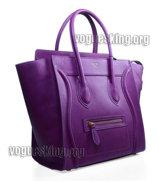 Celine Mini 30cm Purple Imported Leather Medium Tote Bag-1