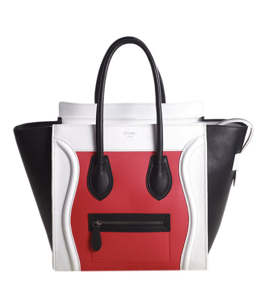 Celine Mini 30cm Red/White/Black Original Leather Tote Bag