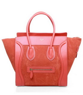 Celine Mini 30cm Tote Bag Light Red Suede Leather With Light Red Imported Leather