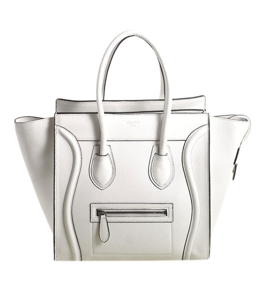 Celine Mini 30cm White Litchi Pattern Leather Tote Bag