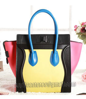 Celine Mini 30cm Yellow/Black/Blue/Red Leather Tote Bag-2