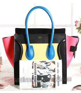 Celine Mini 30cm Yellow/Black/Blue/Red Leather Tote Bag-3