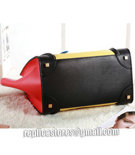 Celine Mini 30cm Yellow/Black/Blue/Red Leather Tote Bag-4