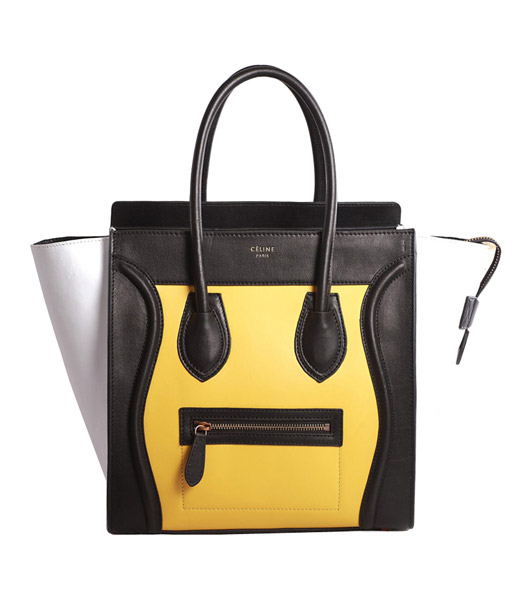 Celine Mini 30cm Yellow/Black/Offwhite Original Leather Tote Bag