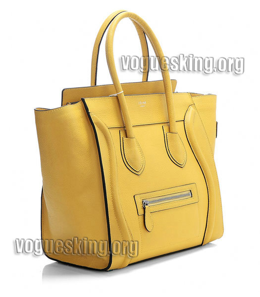 Celine Mini 30cm Yellow Litchi Pattern Leather Tote Bag-1
