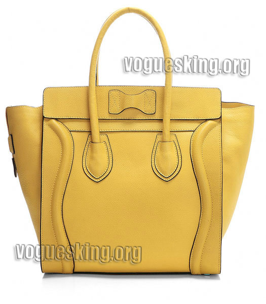 Celine Mini 30cm Yellow Litchi Pattern Leather Tote Bag-2