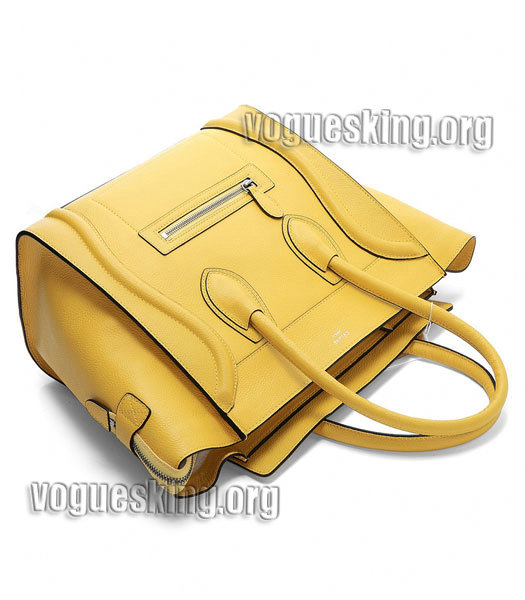 Celine Mini 30cm Yellow Litchi Pattern Leather Tote Bag-3