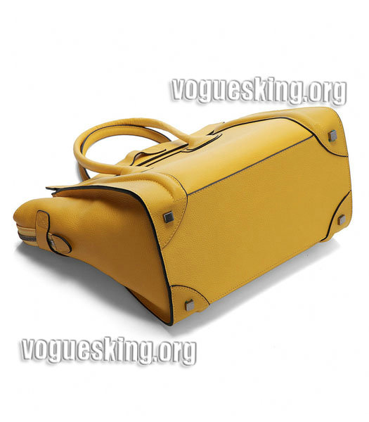 Celine Mini 30cm Yellow Litchi Pattern Leather Tote Bag-4
