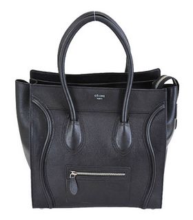 Celine Mini 33cm Large Tote Bag Black Litchi Pattern Calfskin