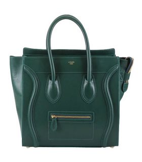 Celine Mini 33cm Large Tote Bag Dark Green Imported Leather
