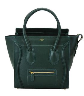 Celine Mini 33cm Large Tote Bag Dark Green Litchi Pattern Calfskin