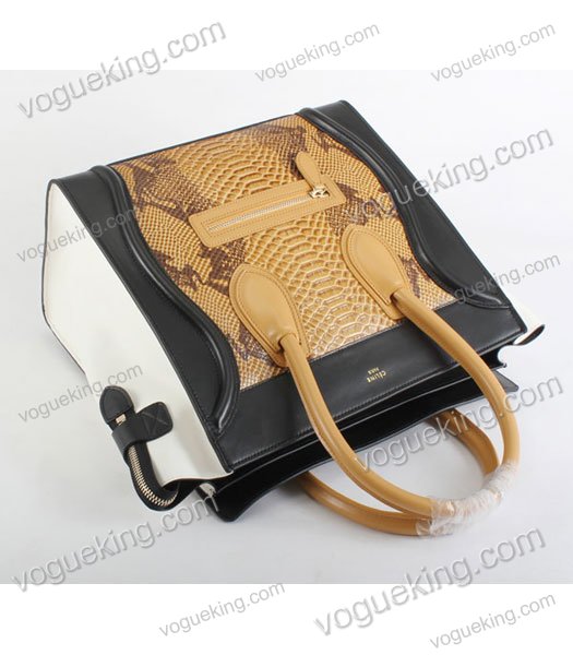 Celine Mini 33cm Large Tote Bag Yellow Snake Veins Calfskin-3