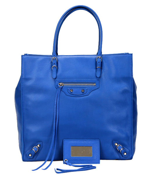 Celine Mini Smile Face Blue/Jujube Imported Leather Tote Handbag