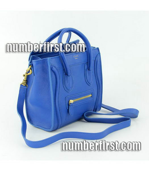 Celine Mini Smile Face Calfskin Leather Tote Handbag Blue-1