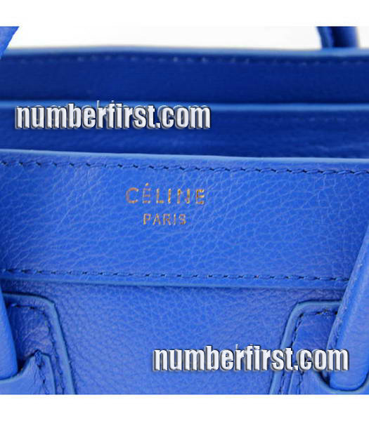 Celine Mini Smile Face Calfskin Leather Tote Handbag Blue-6